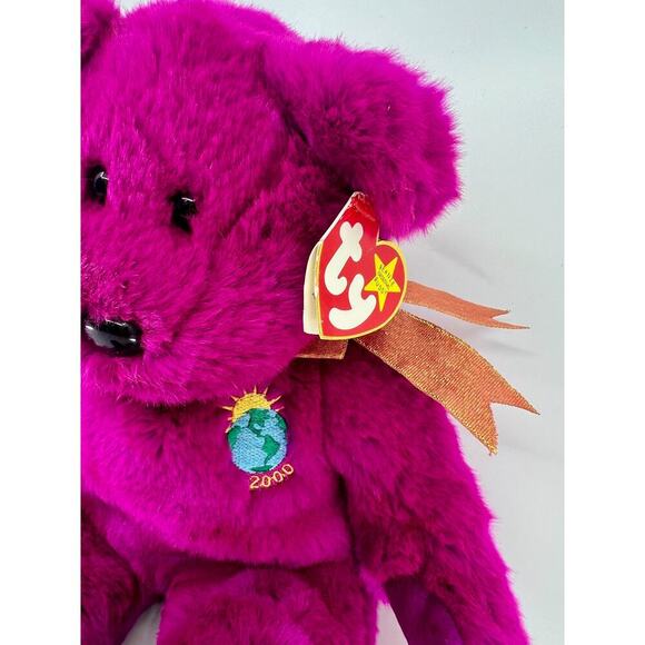 Millennium the Bear (1999) - TY Beanie Buddy~Purple~Retired - Picture 2 of 3